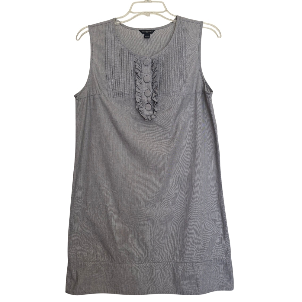 Banana Republic Black and White Pin Striped Sleeveless Dress With Ruffle
